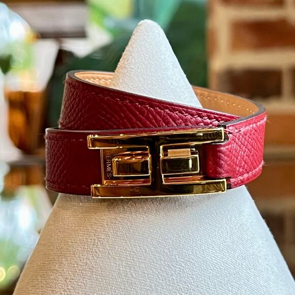 HERMES Drag Double Tour Epsom Calfskin Bracelet SZT1(XS US) TS4033 - Picture 1 of 7